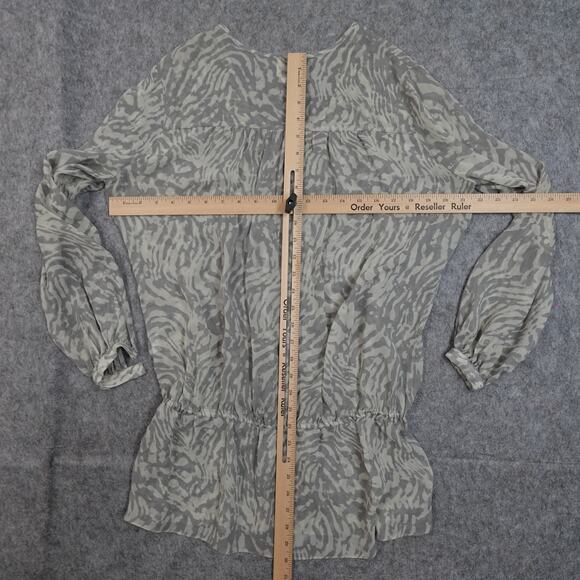 Haute Hippie Top Womens Extra Small Silk Popover Peasant Tunic Marbled Chiffon - Picture 6 of 9